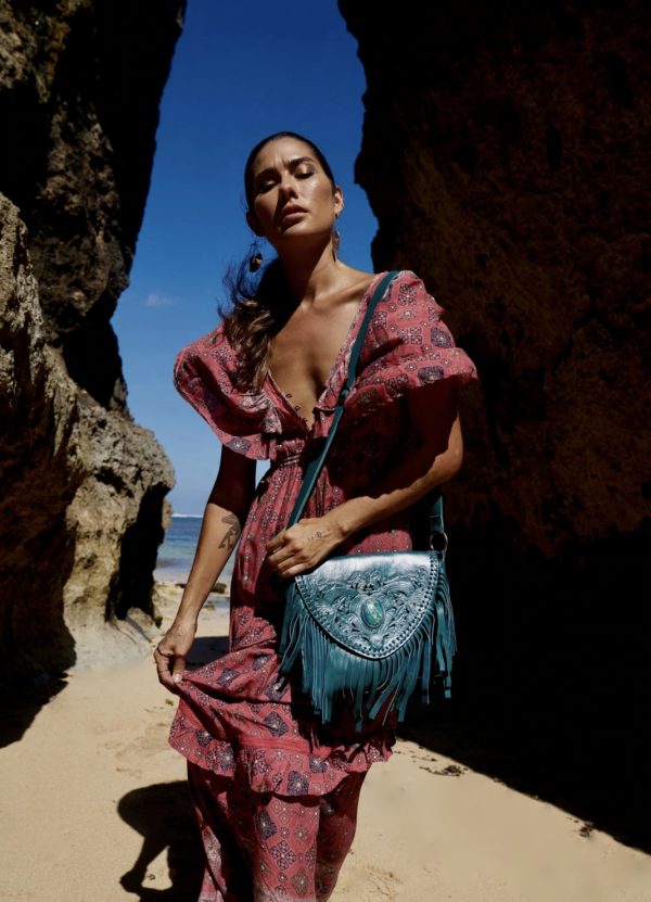 Pachamama Cut-Out Bag Metallic Teal