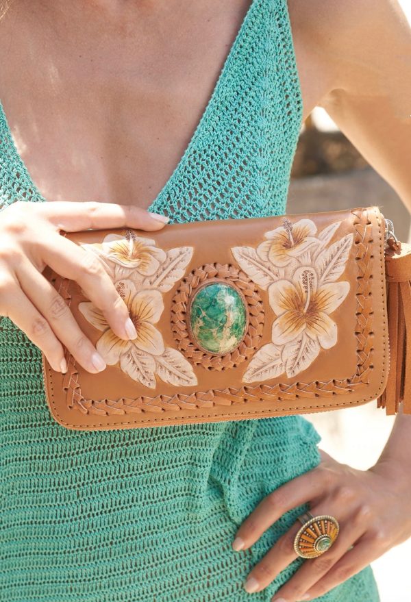 Hula Hibiscus wallet Light Tan