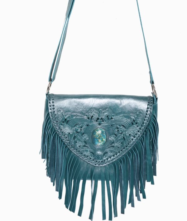 Pachamama Cut-Out Bag Metallic Teal