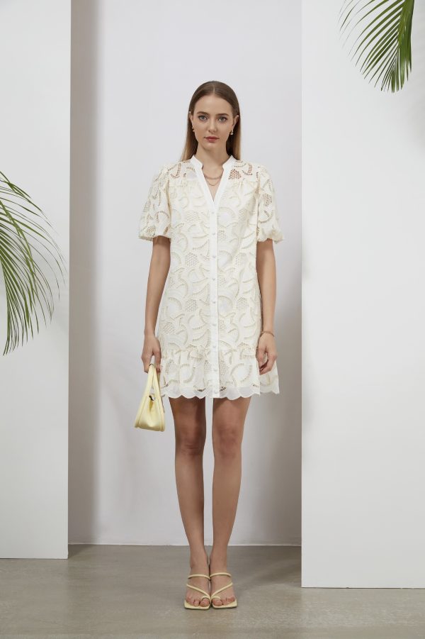 Lilly Rose Dress V neck short Cream
