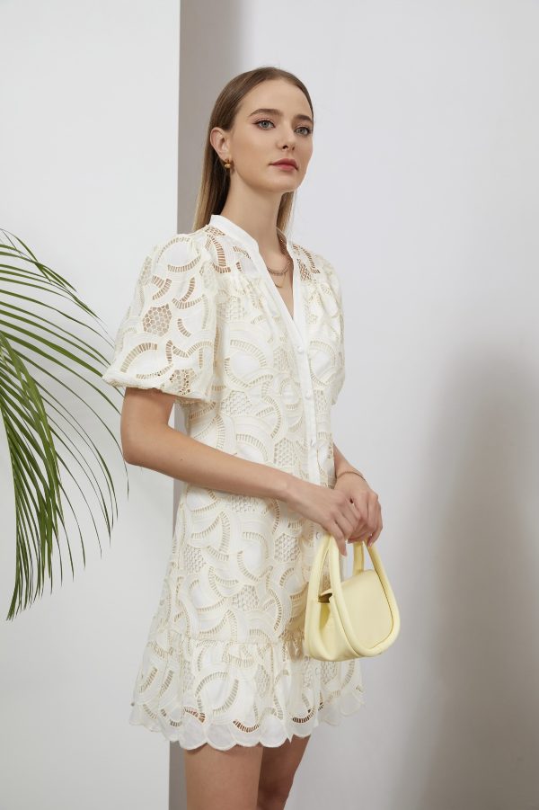Lilly Rose Dress V neck short Cream