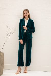 Alliette Velvet Jacket in Blue Coral