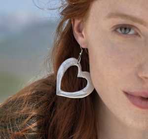 Silver Heart hoops Aluminium 100% recycled handmade